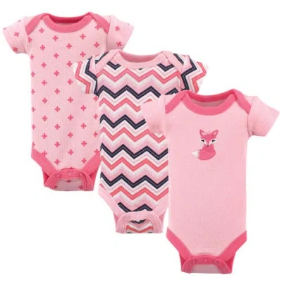 Luvable Friends Babies'  Cotton Snapsuits For Petite Infant Girls In Pink