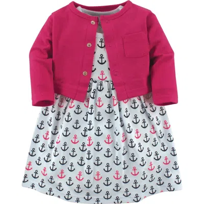 Luvable Friends Babies'  Dress And Cardigan In Pink