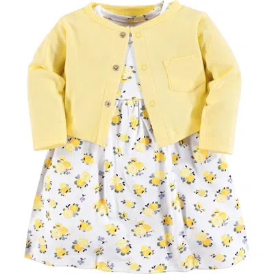 Luvable Friends Babies'  Dress And Cardigan In Yellow