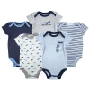 Luvable Friends Babies'  Essential 5-piece Bodysuit Set In Gray