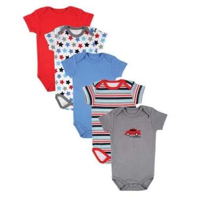Luvable Friends Babies'  Essential 5-piece Bodysuit Set In Blue