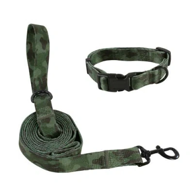 Luvable Friends Pet Collar And Leash Set In Green