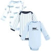 Luvable Friends Preemie Long Sleeve Bodysuits 3pk Baseball In Blue