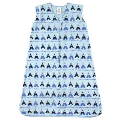 Luvable Friends Sleeveless Cotton Jersey Wearable Sleep Quilt In Blue