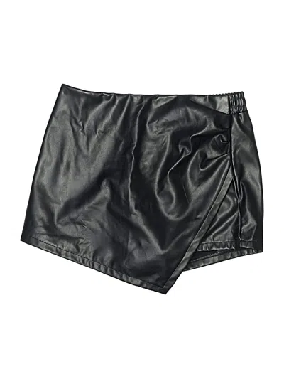 Pre-owned Luvamia Faux Leather Skirt In Silver
