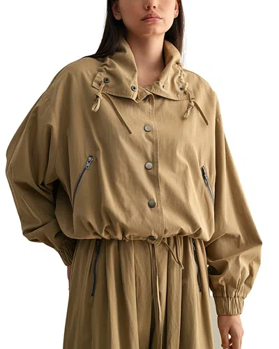 Luvee Collared Button Up Shacket In Brown