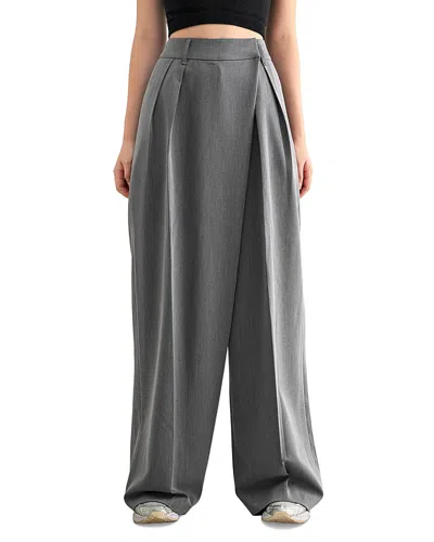 Luvee Mable Mid Rise Wrap Pants In Gray