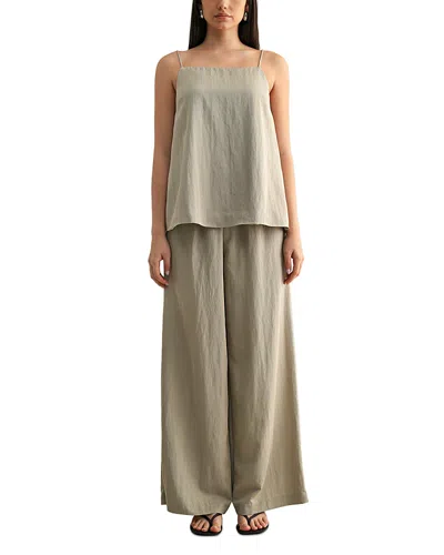 Luvee Mable Side Slit Tunic Top & Wide Leg Pants In Neutral