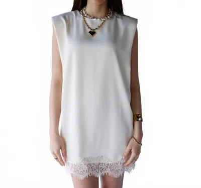 Luvee Peyton Lace Trim Mini Dress In White
