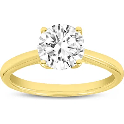 Luvmyjewelry 14k Yellow Gold Round Cut Lab Grown Diamond Classic Solitaire Engagement Ring