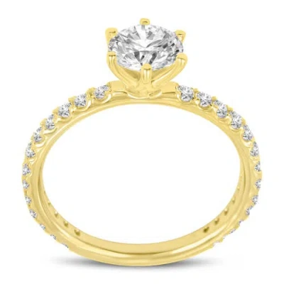Luvmyjewelry 14k Yellow Gold Round Cut Lab Grown Diamond Engagement Ring