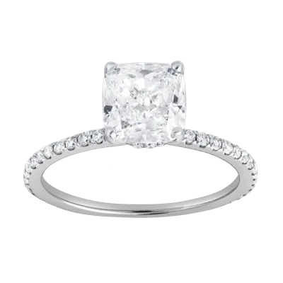 Luvmyjewelry Adeline 14k Gold 2.90 Ct Cushion Lab Grown Diamond Engagement Ring In Metallic