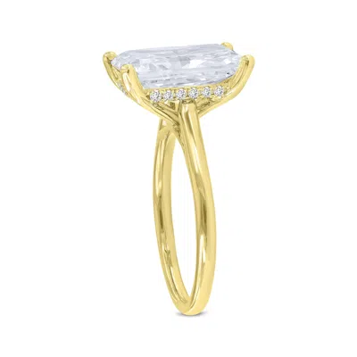 Luvmyjewelry Aelo 14k Gold Radiant Cut Lab Grown Diamond Hidden Halo Engagement Ring - 5.22 Ct In Yellow