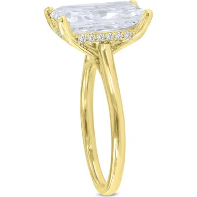 Luvmyjewelry Aelo 14k Gold Radiant Cut Lab Grown Diamond Hidden Halo Engagement Ring In 14k Yellow Gold