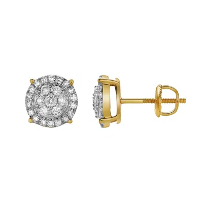 Luvmyjewelry Aethra 10k Yellow Gold Cluster Diamond Unisex Earrings - 0.49 Cts