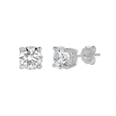 Luvmyjewelry Akna 14k Gold Lab Grown Round Solitaire Diamond Earrings In 14k White Gold