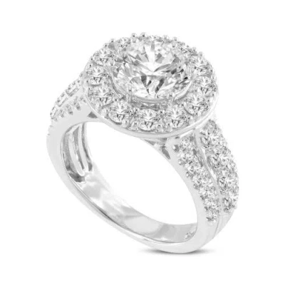 Luvmyjewelry Aline 14k White Gold Round Cut Lab Grown Diamond Halo Engagement Ring