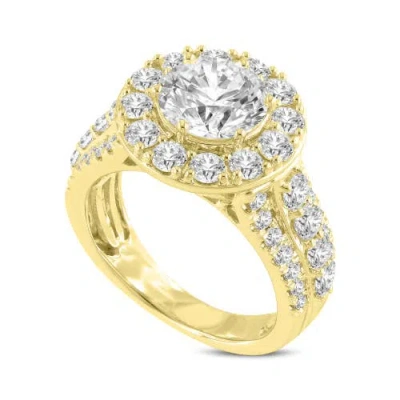 Luvmyjewelry Aline 14k Yellow Gold Round Cut Lab Grown Round Diamond Halo Engagement Ring