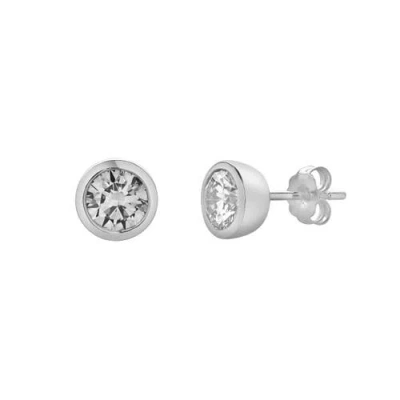 Luvmyjewelry Alisha 1.5 Ct Tw Non Certified Lab Grown Round Diamond Studs Bezel 14k Gold Earrings In Metallic