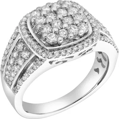 Luvmyjewelry Amelia 14k Gold Round Diamond Studded Signet Ring In Silver