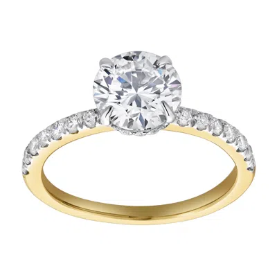 Luvmyjewelry Amore 14k Gold Round Cut Lab Grown Diamond Hidden Halo Engagement Ring - 1.95 Ct In Yellow