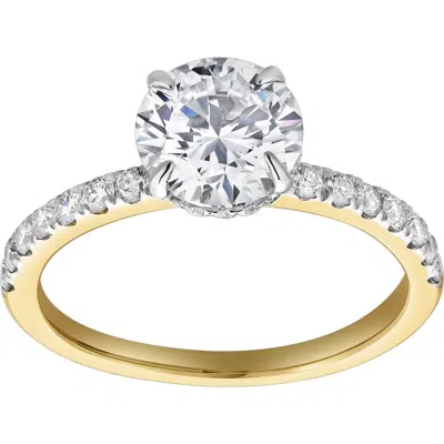 Luvmyjewelry Amore 14k Gold Round Cut Lab Grown Diamond Hidden Halo Engagement Ring In 14k Yellow Gold