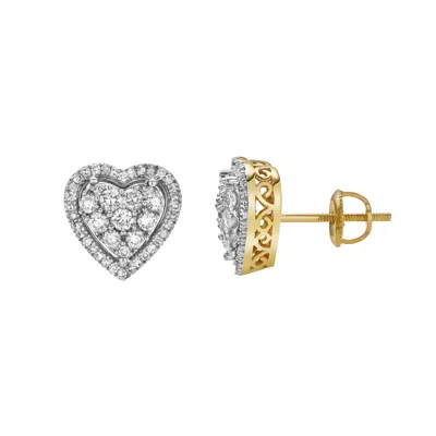 LUVMYJEWELRY AMOREST 10K YELLOW GOLD CLUSTER DIAMOND UNISEX EARRINGS - 0.59 CTS