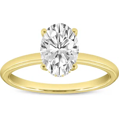 Luvmyjewelry Anastasia 14k Gold Oval Cut Solitaire Hidden Halo Ring In 14k Yellow Gold