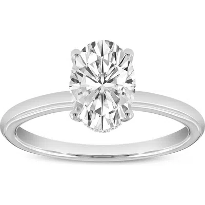 Luvmyjewelry Anastasia 14k White Gold Oval Cut Solitaire Hidden Halo Ring
