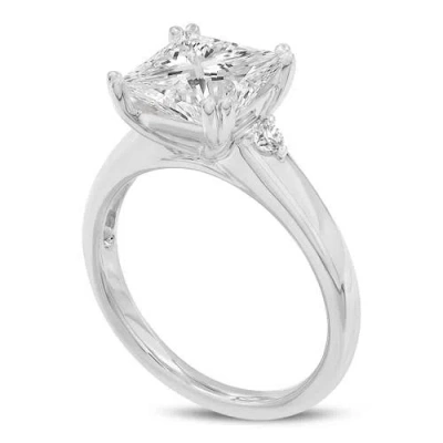 Luvmyjewelry Antoaneta 14k White Gold Princess Cut Lab Grown Diamond Engagement Ring