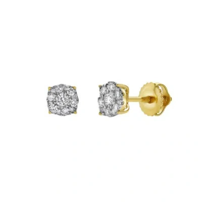 LUVMYJEWELRY LUVMYJEWELRY ARC 14K YELLOW GOLD CLUSTER LAB GROWN DIAMOND UNISEX EARRINGS