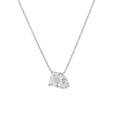 Luvmyjewelry Aurelia 14k Gold Lab Grown Diamond Toi Et Moi Necklace In Metallic