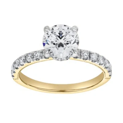 Luvmyjewelry Aurielle 14k Gold Round Cut Hidden Halo Lab Grown Diamond Engagement Ring