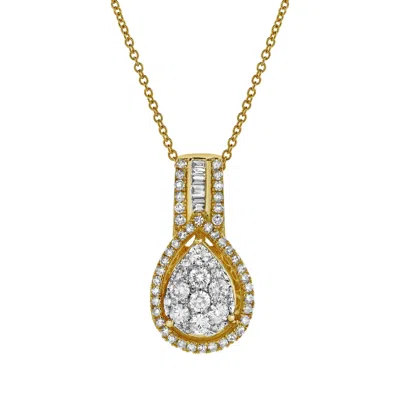 Luvmyjewelry Aurora Pear Diamond Pendant In 10k Yellow Gold