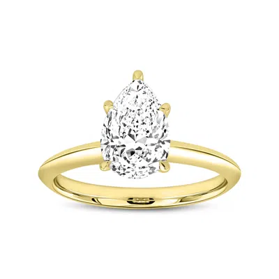 LUVMYJEWELRY AVA 14K GOLD PEAR LAB GROWN DIAMOND SOLITAIRE RING - 1.51 CT