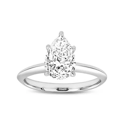 Luvmyjewelry Ava 14k Gold Pear Lab Grown Diamond Solitaire Ring In 14k White Gold