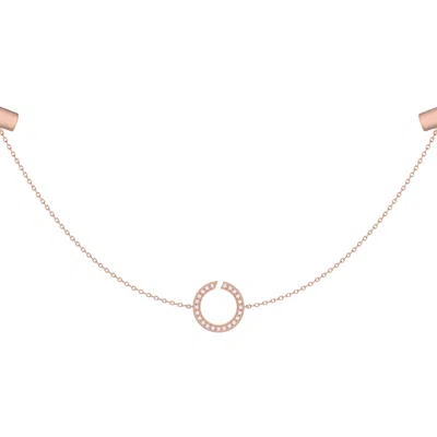 Luvmyjewelry Avani Skyline Geometric Layered Sterling Silver Diamond Necklace In Pink