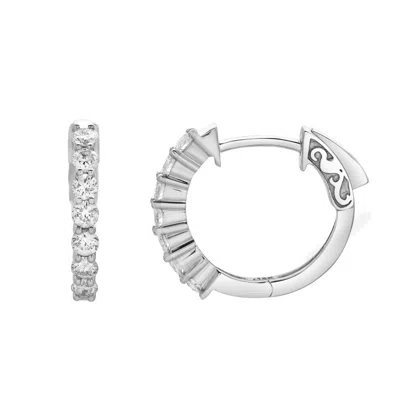 LUVMYJEWELRY AZALEIA BEADED DIAMOND HUGGIE HOOP EARRINGS IN 14K GOLD