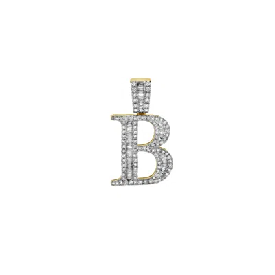 Luvmyjewelry B Initial Diamond Pendant 10k Yellow Gold - 0.75 Carats