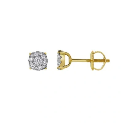 Luvmyjewelry Ballmore 10k Yellow Gold  Diamond Unisex Earrings