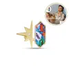 Luvmyjewelry Bang Bang Half Star Design Diamond Yellow Gold Plated Silver Mosaic Open Ring In Yellow