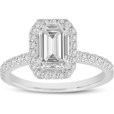 Luvmyjewelry Basma 14k White Gold Radiant Cut Lab Grown Diamond Halo Engagement Ring