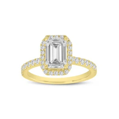 Luvmyjewelry Basma 14k Yellow Gold Radiant Cut Lab Grown Diamond Halo Engagement Ring