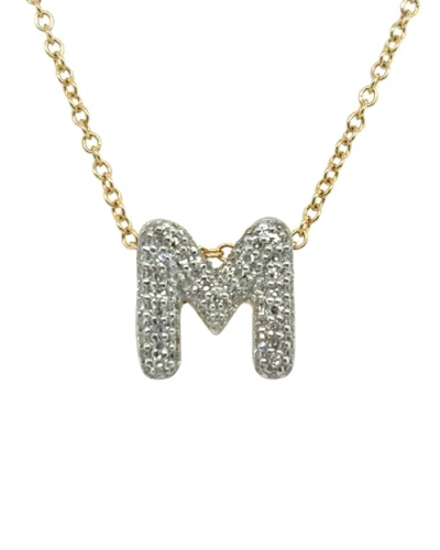 Luvmyjewelry Big Bubble Initial Letter 14k Yellow Gold Diamond Pendant Necklace