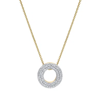 Luvmyjewelry Big Bubble Initial Letter 14k Yellow Gold Diamond Pendant Necklace In Multi