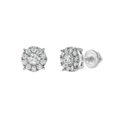 Luvmyjewelry Blazers 14k Gold Diamond Stud Earrings In 14k White Gold
