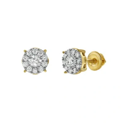 Luvmyjewelry Blazers 14k Gold Diamond Stud Earrings In 14k Yellow Gold