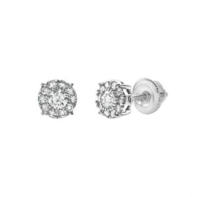 Luvmyjewelry Blazers M 14k Gold Diamond Stud Earrings In 14k White Gold