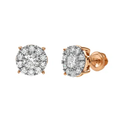 Luvmyjewelry Blazers Prime 14k Gold Diamond Stud Earrings - 1.11ct. In Pink