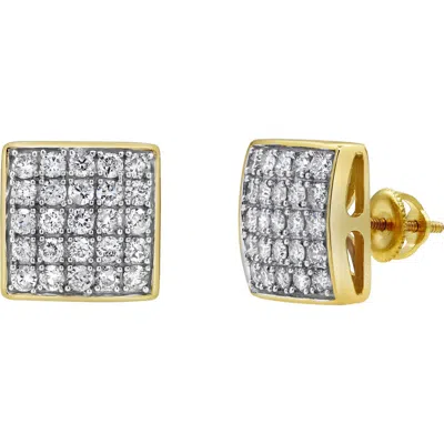 Luvmyjewelry Block Beat 14k Yellow Gold Diamond Stud Earrings